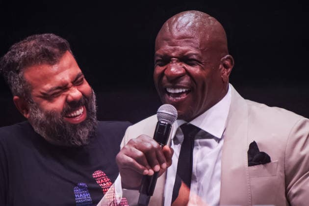 BELO HORIZONTE, MG - 11.09.2026: ATOR TERRY CREWS EM BH NO HOTMART FIRE - Influencer Igor Gomes from Podcast Flow and actor Terry Crews in BH at Hotmart Fire. The event took place at Expominas in Belo Horizonte, this Friday night (11). x3014531x  AllanxCalisto