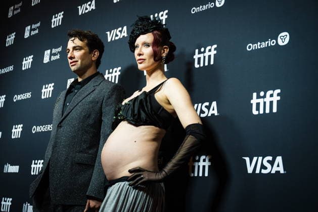 September 11, 2026, Toronto, On, Canada: Jay Baruchel, left, and Rebecca-Jo Dunham are pictured on the red carpet for The Stunt Driver at the Toronto International Film Festival in Toronto, on Friday, Sept. 11, 2026. Toronto Canada  - ZUMAc35_ 20260911_zaf_c35_374 Copyright: xLauraxProctorx