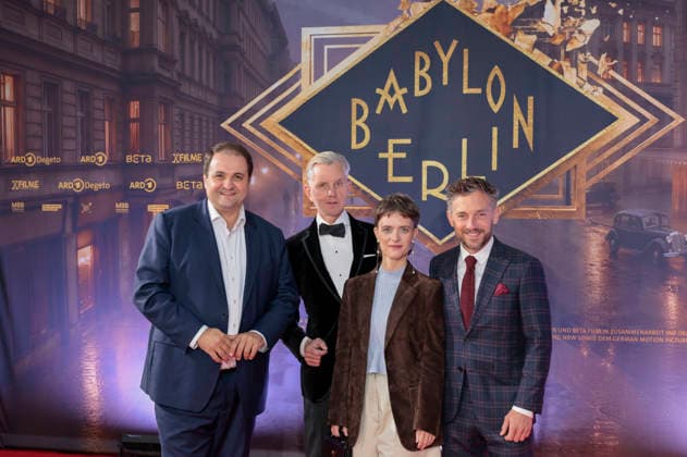 Nathanael Liminski, Max Raabe, Liv Lisa Fries, and Volker Bruch at the premiere of the fifth and final season of the TV series *Babylon Berlin* at the Naturstrom Open-Air Cinema in Cologne, September 11, 2026 Foto:xR.xSchmiegeltx xFuturexImagex babylon_6942