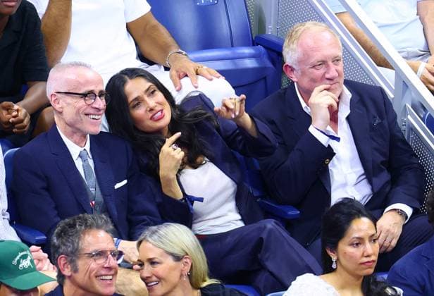 Celebs at the US Open - New York Salma Hayek and Francois Henry Pinault attend the Men Semi Final at the US Open in New York on September 11, 2026. Photo by Dylan Travis ABACAPRESS.COM New York NY United States  Copyright: xDylanxTravis ABACAx