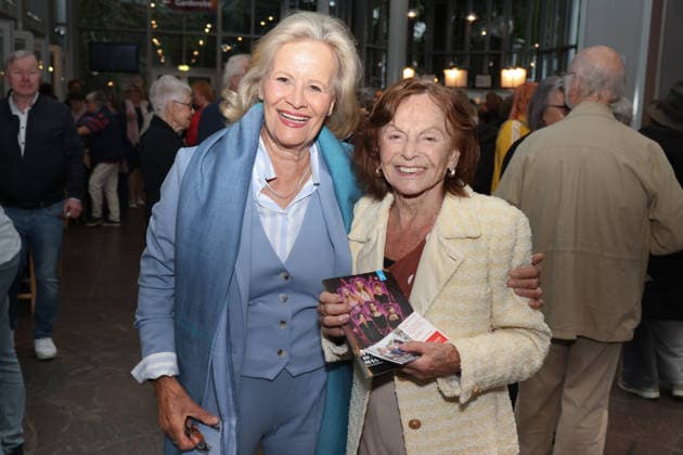 Claudia Rieschel with Iris Roy, Angela Roy’s mother, at the premiere of the musical comedy *Männerbeschaffungsmassnahmen* at the Komödie Winterhuder Fährhaus in Hamburg; four women rediscover their hopes and feelings during a seminar they attend together—a play full of music featuring many hits and evergreens, Premiere and premiere party on September 11, 2026