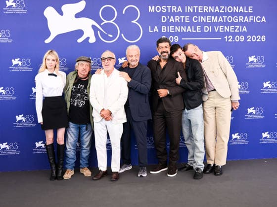 IPA88435514 - Venice International Film Festival 2026 - Day 11. Photocall for the film Dio Ride. Pictured are Alma Noce, Paolo Rossi, Silvio Orlando, Giovanni Veronesi, Pierfrancesco Favino, Francesco Gheghi, and Maurizio Lombardi  Copyright: xAlbertoxTerenghix xPoolxPhotoxEventsx08x IPA88435514