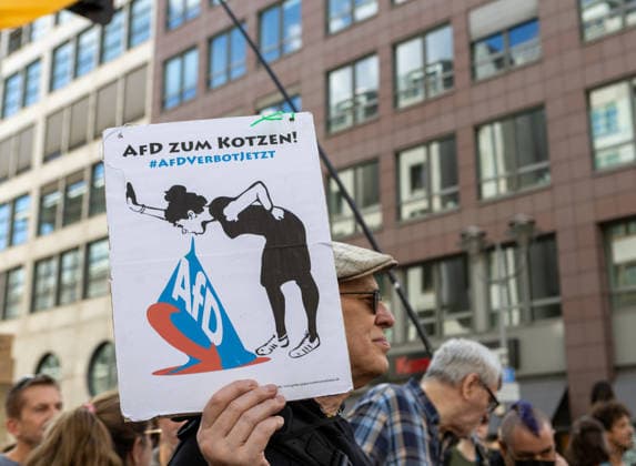 September 12, 2026, Berlin, Berlin, Germany: People attend a demonstration against the far-right Alternative for Germany (AfD) party in Berlin, Germany, September 12, 2026. According to police estimates, between 10,000 and 15,000 people took part in the demonstration, held in the aftermath of the AfDÃ¢â‚¬â ¢s strong result in the Saxony-Anhalt state elections and one week ahead of BerlinÃ¢â‚¬â ¢s state elections on September 20. Berlin Germany - ZUMAc291 20260912_zip_c291_010 Copyright: xMariaxCastrox