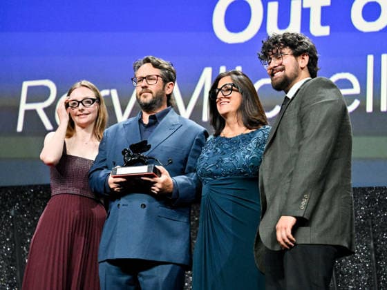 IPA88447752 - Venice, 83rd Venice International Film Festival 2026 - Night 11 - Closing Ceremony. Awards Ceremony. Pictured: Rory Mitchell (2nd from left) and Dr. Anna Maria Nonny de la Pena (2nd from right) receive the Venice Immersive Special Jury Prize for Out of the Ashes.  Copyright: xManuelexMangiarottix xPoolxPhotoxEventsx08x IPA88447752