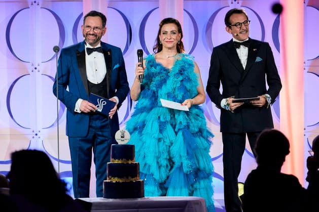 German Acting Award 2026: Hans Werner Meyer, Nadine Heidenreich, and Christian Senger Perform a Musical Number on Stage; Show Marking 15 Years of the German Acting Award and 20 Years of the BFFS; Pullman Berlin Schweizerhof; Date: September 11, 2026 Copyright: xEventpressx