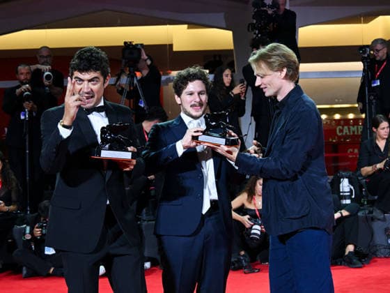 IPA88452930 - Venice, 83rd Venice International Film Festival 2026 - Night 11 - Closing Ceremony. Pictured: Riccardo Scamarcio, Damiano Femfert, Tommaso Landucci  Copyright: xManuelexMangiarottix xPoolxPhotoxEventsx08x IPA88452930