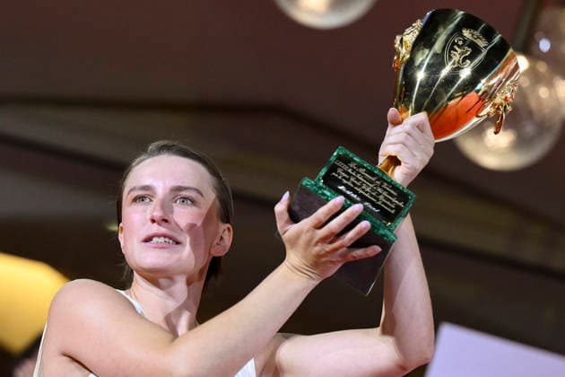 September 12, 2026, Venice, ITALY: Danish actor Mathilde Arcel holds the Volpi Cup (Coppa Volpi) Award for Best Actress for her performance in the movie Kvinde Ukendt (Woman Unknown) during the closing ceremony of the 83rd annual Venice International Film Festival, in Venice, Italy, 12 September 2026. The 83rd edition of the festival runs from 02 to 12 September 2026. ANSA ETTORE FERRARI. Venice ITALY  - ZUMAa110 20260912_zaf_a110_039 Copyright: xEttorexFerrarix