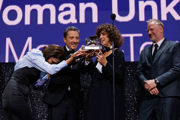 Closing Ceremony - The 83rd Venice International Film Festival VENICE, ITALY - SEPTEMBER 12: May el-Toukhy (2nd R) receives the Golden Lion for Best Film Award for Woman Unknown during the 2026 Closing Ceremony for the 83rd Venice International Film Festival at Sala Grande on September 12, 2026 in Venice, Italy. Primo Barol Anadolu Venice Italy. Editorial use only. Please get in touch for any other usage.  Copyright: x2026xAnadoluxPrimoxBarolx
