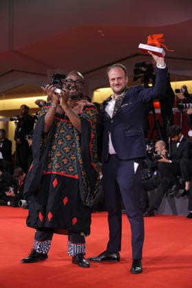 Venice 2026 Winners Photocall NB Auguste Bernard Kouemo Yanghu and Arthur Grec pose with the Lion of the Future – Luigi De Laurentiis Venice Award and the Orizzonti Special Jury Prize Award for a Debut Film for La maison du vent (House of the wind) attending the Winners Photocall Red carpet as part of the 83th Venice International Film Festival at the Lido in Venice, Italy on September 12, 2026. Photo by Nasser Berzane ABACAPRESS.COM Venice Italy  Copyright: xBerzanexNasser ABACAx