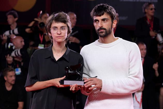 Yuval Abraham and Rachel Szor pose with the Special Jury Prize Award for Naza at the Winners Photocall during the 83rd Venice International Film Festival at Sala Grande on September 12, 2026 in Venice, Italy.  VEN20260912801 RoccoxSpaziani
