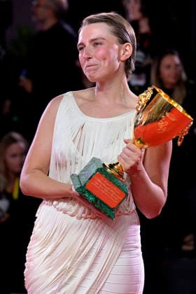 Mathilde Arcel poses with the Coppa Volpi for Best Actress Award for Woman Unknown at the Winners Photocall during the 83rd Venice International Film Festival at Sala Grande on September 12, 2026 in Venice, Italy.  VEN20260912811 RoccoxSpaziani