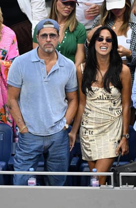 NEW YORK, NY- SEPTEMBER 12: Brad Pitt and Ines de Ramon seen at the 2026 U.S. Open Tennis Women™s Final between Elena Rybakina and Aryna Sabalenka with Rybakina securing her second major title on September 12, 2026 in Queens, New York City. Copyright: xmpi04x