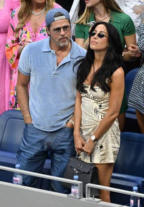 NEW YORK, NY- SEPTEMBER 12: Brad Pitt and Ines de Ramon seen at the 2026 U.S. Open Tennis Women™s Final between Elena Rybakina and Aryna Sabalenka with Rybakina securing her second major title on September 12, 2026 in Queens, New York City. Copyright: xmpi04x