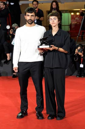 Yuval Abraham and Rachel Szor, recipients of the Special Jury Prize for *NAZA*, at a photocall with the award winners of the 2026 Venice Biennale—the 83rd Venice International Film Festival—in front of the Palazzo del Cinema in Venice, September 12, 2026 Foto:xA.xM.xTinghinox xFuturexImagex awards_7007