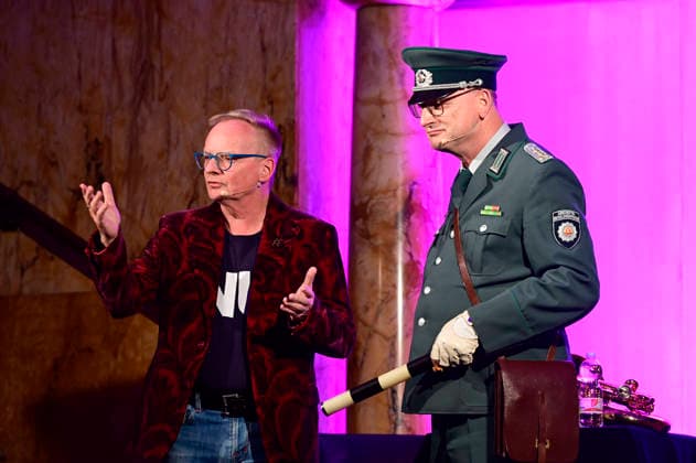 Uwe Steimle and Jörg Wachsmuth performing the show *Nu Keen Getue, keen Gemache* at the historic Art Nouveau department store in Görlitz, September 10, 2026 Foto:xM.xWehnertx xFuturexImagex steimle_6901