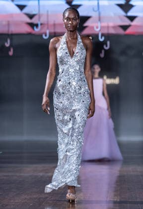 NY: Pamella Roland Fashion show Spring Summer 27 Model walks runway for Pamella Roland Spring Summer 2027 show during SS27 Fashion Week at Metropolitan Pavilion in New York, NY on September 11, 2026. New York New York United States Copyright: LevxRadin