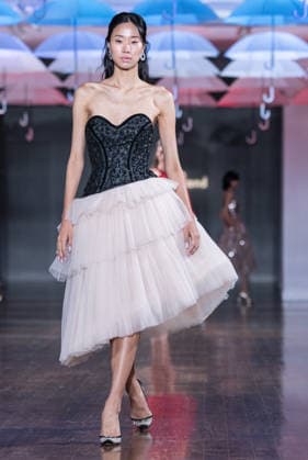 NY: Pamella Roland Fashion show Spring Summer 27 Model walks runway for Pamella Roland Spring Summer 2027 show during SS27 Fashion Week at Metropolitan Pavilion in New York, NY on September 11, 2026. New York New York United States Copyright: LevxRadin
