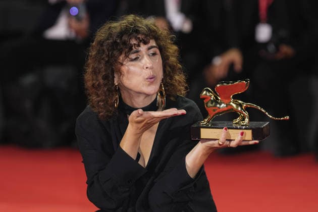 Photo: IPP, Cifala, Daniele, Lido di Venezia, September 12, 2026, Film Festival, 83rd Venice Film Festival. Pictured: May el Toukhy with the Golden Lion for the film *Woman Unknown*. Winners Photocall, The 83rd Ven