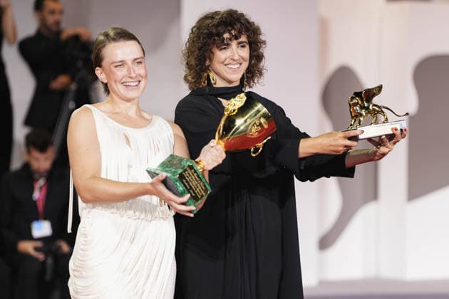 Photo: IPP, Daniele Cifala, Lido di Venezia, September 12, 2026, Film Festival, 83rd Venice Film Festival. Pictured: May el Toukhy with the Golden Lion for the film *Woman Unknown*. Winners Photocall, The 83rd Ven