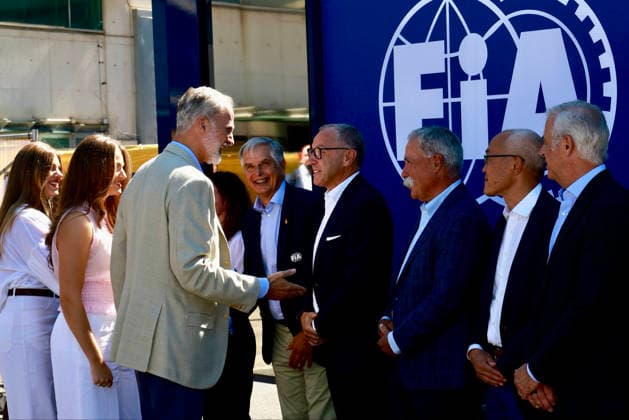 13-09-2026 Madrid King Felipe and Princess Leonor and Princess Sofia seen in the paddock ahead of the F1 Grand Prix of Spain at Madring in Madrid, Spain.  Copyright: xPPEx
