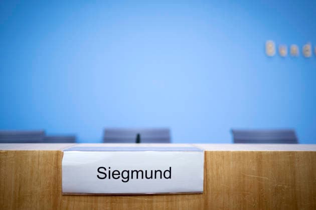 Ulrich Siegmund, Federal Press Conference DEU, Germany, Berlin, September 7, 2026 Sign at the location of Ulrich Siegmund, AfD lead candidate for the AfD (Alternative for Germany) in Saxony-Anhalt, during the Federal Press Conference o