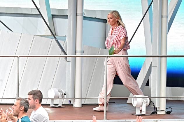 ZDF Fernsehgarten host Andrea Kiwi Kiewel during the ZDF entertainment show Fernsehgarten on September 13, 2026, in Mainz 20260913MWI149257