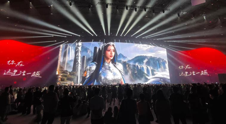 First Digital Virtual Idol Yuri SHANGHAI, CHINA - SEPTEMBER 11, 2026 - The first digital virtual idol Yuri to obtain official digital identity authentication appeared at China s First Offline AI Artist Concert the surreal giant screen stage for the AI Art Festival of the 2026 INCLUSION ¡¤ Conference on the Bund in Shanghai, China on September 11, 2026. Shanghai Shanghai China  Copyright: xCFOTOx i1789347931774