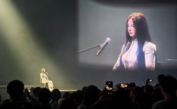 First Digital Virtual Idol Yuri SHANGHAI, CHINA - SEPTEMBER 11, 2026 - The first digital virtual idol Yuri to obtain official digital identity authentication appeared at China s First Offline AI Artist Concert the surreal giant screen stage for the AI Art Festival of the 2026 INCLUSION ¡¤ Conference on the Bund in Shanghai, China on September 11, 2026. Shanghai Shanghai China  Copyright: xCFOTOx i1789347932614