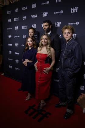Toronto River Film Premiere TIFF (Back L-R) Director Joshua Giuliano, actors Dane DiLiegro and Max Mattern, and (front L-R) actors Jane Levy and Jessica Rothe pose at the world premiere of River during the Toronto International Film Festival in Toronto, Canada, on September 11, 2026. The film marks the feature debut for writer-director Joshua Giuliano. The slasher follows three siblings who are stalked by a masked killer while stranded on a rural waterway. Toronto Ontario Canada Copyright: xArashxOskooiex