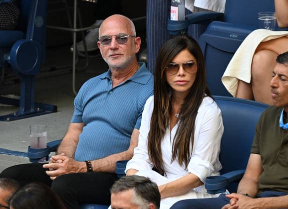 FLUSHING NY- SEPTEMBER 13: Jeff Bezos and Lauren Sanchez Bezos are seen watching Alexander Zverev Vs Ben Shelton at the finals in Arthur Ashe Stadium during The 2026 US Open at the USTA Billie Jean King National Tennis Center on September 13, 2026 in Flushing Queens. Copyright: xmpi04x