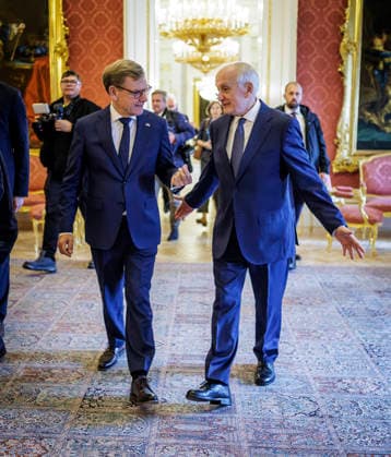 Johann Wadephul (CDU), Federal Foreign Minister, photographed during his trip to Hungary. Pictured here with the President of Hungary, Andras Baka, at the Sandor Palace. Photograph taken on behalf of the Federal Foreign Office, Budapest, Hungary. Copyright: xThomasxKoehlerx