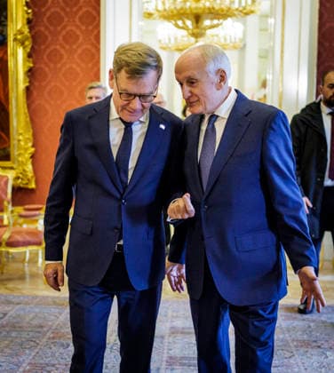 Johann Wadephul (CDU), Federal Minister of Foreign Affairs, photographed during his trip to Hungary. Here with the President of Hungary, Andras Baka, at the Sandor Palace. Photographed on behalf of the Federal Foreign Office, Budapest, Hungary. Copyright: xThomasxKoehlerx