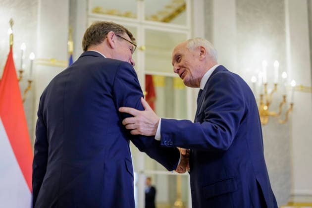 Johann Wadephul (CDU), Federal Minister of Foreign Affairs, photographed during his trip to Hungary. Pictured here with the President of Hungary, Andras Baka, at the Sandor Palace. Photographed on behalf of the Federal Foreign Office, Budapest, Hungary. Copyright: xThomasxKoehlerx