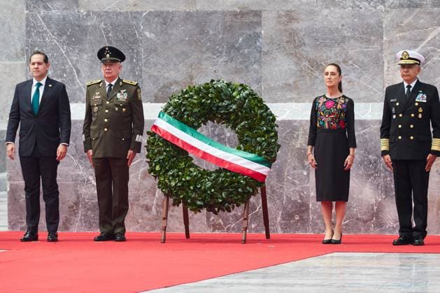 September 13, 2026, Ciudad De Mo Xico, Mexico: MEXICO Ciudad De Mo Xico, MEXICO - SEPTEMBER 13, 2026: The President of Mexico, Claudia Sheinbaum Pardo, presides over the ceremony marking the 179th Anniversary of the Heroic Deed of the Boy Heroes of Chapultepec. She is accompanied by Secretary of National Defense Ricardo Trevilla Trejo, Secretary of the Navy Admiral Raymundo Pedro Morales oÂngeles, President of the Supreme Court Hugo Aguilar Ortiz, and members of the cabinet. The ceremony took place at the Altar to the Homeland in Chapultepec Park, Mexico City. Ciudad De Mo Xico Mexico - ZUMAq101 20260913_zna_q101_125 Copyright: xJuanxPerezxPuentex