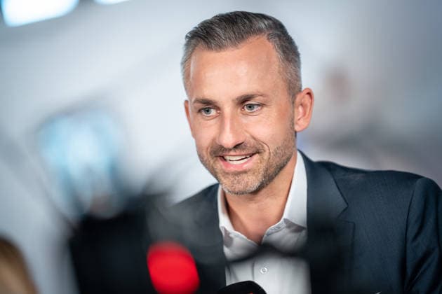 Ulrich Siegmund, AfD s top candidate on election night for the 2026 Saxony-Anhalt state election; central election rally at the Magdeburg Exhibition Center, Magdeburg, Saxony-Anhalt, Germany