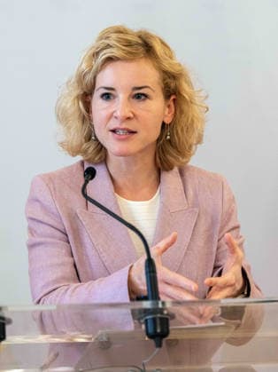 September 14, 2026 Press Conference: Presentation of Study Findings by Federal Minister for Women, Science, and Research Eva Maria Holzleitner (SPÖ) on September 14, 2026, at the press conference to present the results of the new FORBA study, Women on Supervisory Boards, at the Palais Dietrichstein in Vienna, Vienna, Austria