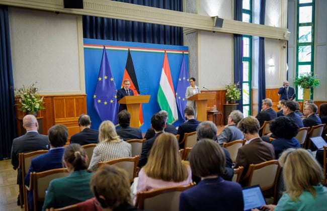 Johann Wadephul (CDU), Federal Minister of Foreign Affairs, photographed during his trip to Hungary. Pictured here with Foreign Minister Anita Orban. Photo taken on behalf of the Federal Foreign Office in Budapest, Hungary. Copyright: xThomasxKoehlerx