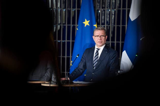 LKS 20260914 Prime Minister Petteri Orpo of Finland speaks to the media during the leaders joint press conference at the Arktikum Science Centre during The European Arctic Summit in Rovaniemi, Finland, on September 14, 2026. The aim of the summit is to strengthen the EU’s common strategic approach to the Arctic region as its geopolitical significance continues to grow rapidly. - JOUNI PORSANGER Rovaniemi Finland  Copyright: xJounixPorsangerx U60WHADTTME