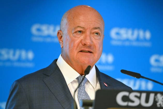OEVP Chairman, Federal Chancellor of the Republic of Austria Dr. Christian Stocker, single frame, cropped image, portrait, press conference following the CSU Executive Committee’s closed-door meeting on September 14, 2026, at the CSU state headquarters in Munich