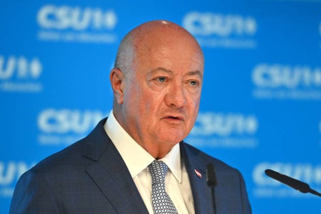 OEVP Chairman, Federal Chancellor of the Republic of Austria Dr. Christian Stocker, single frame, cropped image, portrait, press conference following the CSU Party Executive Committee’s closed-door meeting on September 14, 2026, at the CSU state headquarters in Munich