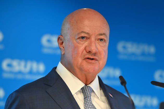 OEVP Chairman, Federal Chancellor of the Republic of Austria Dr. Christian Stocker, single frame, cropped image, portrait, press conference following the CSU Party Executive Committee’s closed-door meeting on September 14, 2026, at the CSU state headquarters in Munich