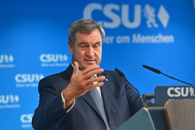 Markus SOEDER, Minister-President of Bavaria and CSU Chairman, single image, cropped shot, portrait, press conference following the CSU Party Executive Committee s closed-door meeting on September 14, 2026, at the CSU State Headquarters in Munich