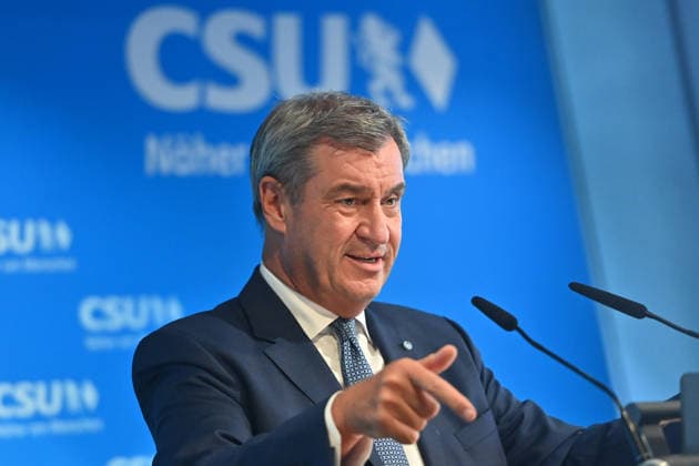 Markus SOEDER, Minister-President of Bavaria and CSU Chairman, single image, cropped shot, portrait, press conference following the CSU Party Executive Committee s closed-door meeting on September 14, 2026, at the CSU State Headquarters in Munich