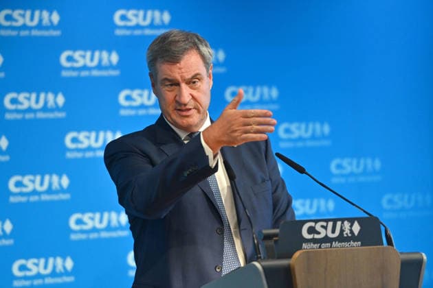 Markus SOEDER, Minister-President of Bavaria and CSU Chairman, single image, cropped shot, portrait, press conference following the CSU Party Executive Committee s closed-door meeting on September 14, 2026, at the CSU State Headquarters in Munich