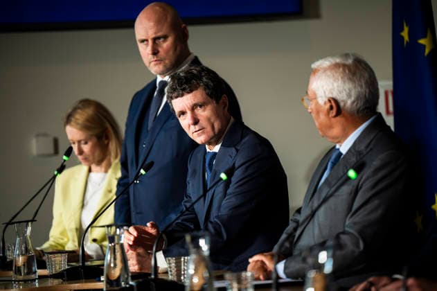 (L to R) High Representative of the Union for Foreign Affairs, Security Policy Kaja Kallas, Prime Minister of Latvia Andris Kulbergs, President of Romania Nicu?or Dan and President of the European Council António Costa during the leaders joint press conference of The European Arctic Summit in Rovaniemi, Finland, on September 14, 2026. The aim of the summit is to strengthen the EU’s common strategic approach to the Arctic region as its geopolitical significance continues to grow rapidly. - JOUNI PORSANGER Rovaniemi Finland  Copyright: xJounixPorsangerx V1Scd1l7MbE