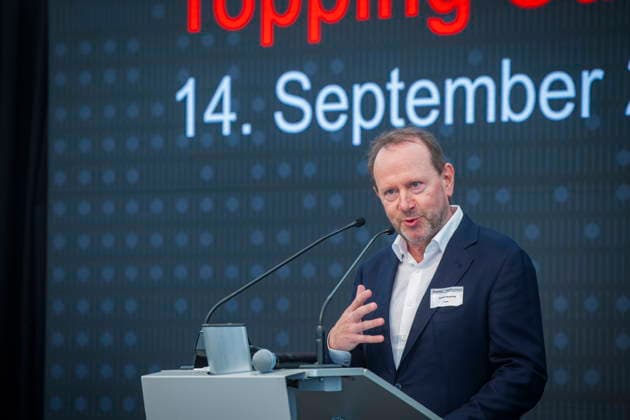 Topping-Out Ceremony for the ESMC Chip Factory in Dresden Topping-Out Ceremony for the ESMC Chip Factory in Dresden, Herbert Blaschütz, EXYTE Dresden, Saxony, Germany