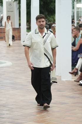 Pablo Alboran wears at collection runway a creation from Adolfo Dominguez during Pasarela Cibeles Mercedes-Benz Fashion Week Madrid 2026 in Madrid, on Monday ,14 September 2026. Cordon Press 