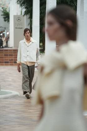 A model wears at collection runway a creation from Adolfo Dominguez during Pasarela Cibeles Mercedes-Benz Fashion Week Madrid 2026 in Madrid, on Monday ,14 September 2026. Cordon Press 