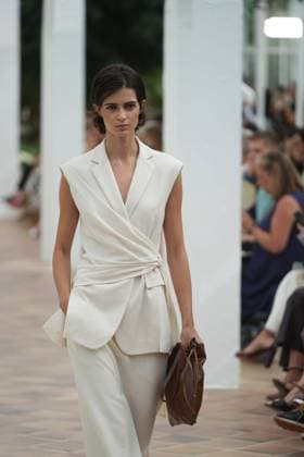 A model wears at collection runway a creation from Adolfo Dominguez during Pasarela Cibeles Mercedes-Benz Fashion Week Madrid 2026 in Madrid, on Monday ,14 September 2026. Cordon Press 