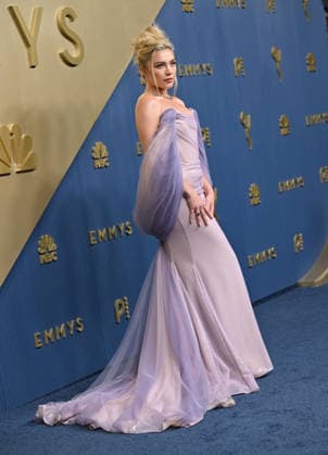 Florence Pugh arrives for the 78th annual Primetime Emmy Awards at the Peacock Theater in Los Angeles on Monday, September 14, 2026.  LAP20260914545 CHRISxCHEW